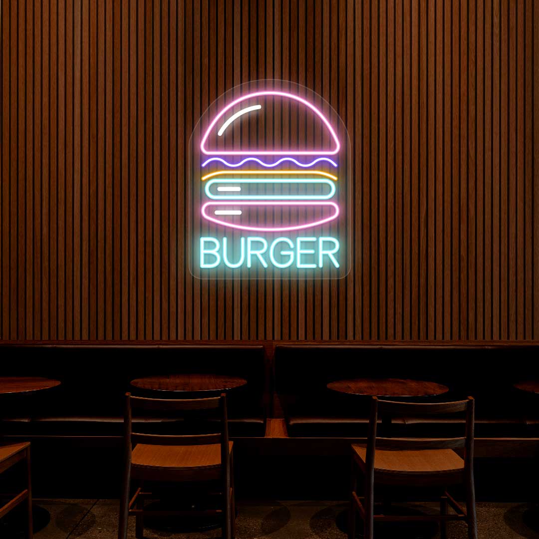Burger Neon Sign - Multicolor
