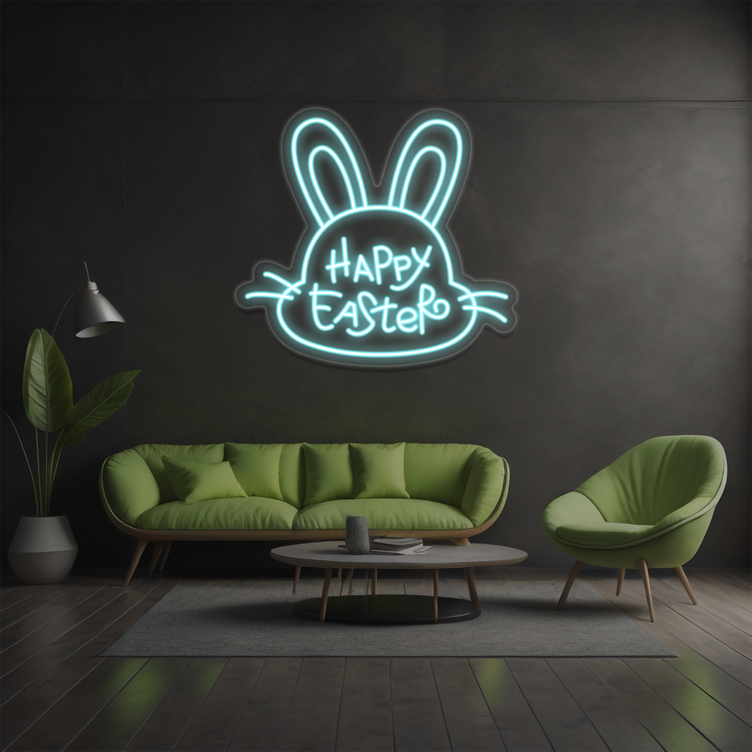 Happy Easter Bunny Face Neon Sign