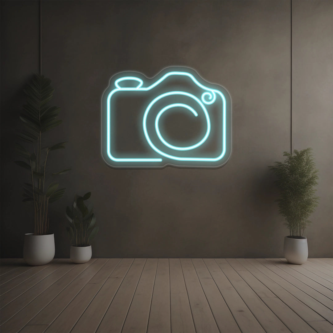 Simple Camera Neon Sign | Iceblue