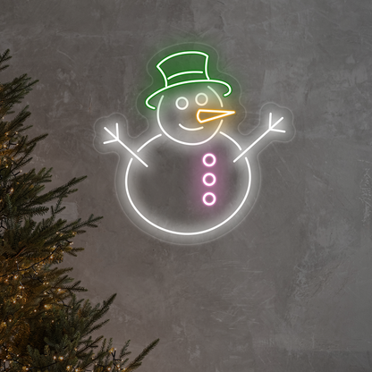 Snowman With Hat Multicolor Neon Sign | CNUS024193