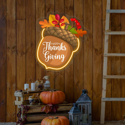 Happy Thanksgiving Acorn Nut Neon Artwork | CNUS021905