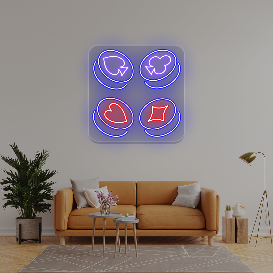 Card Symbols Neon Sign