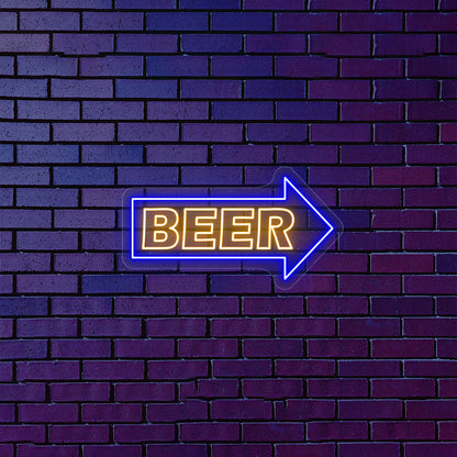 Beer Arrow Neon Sign - Multicolor