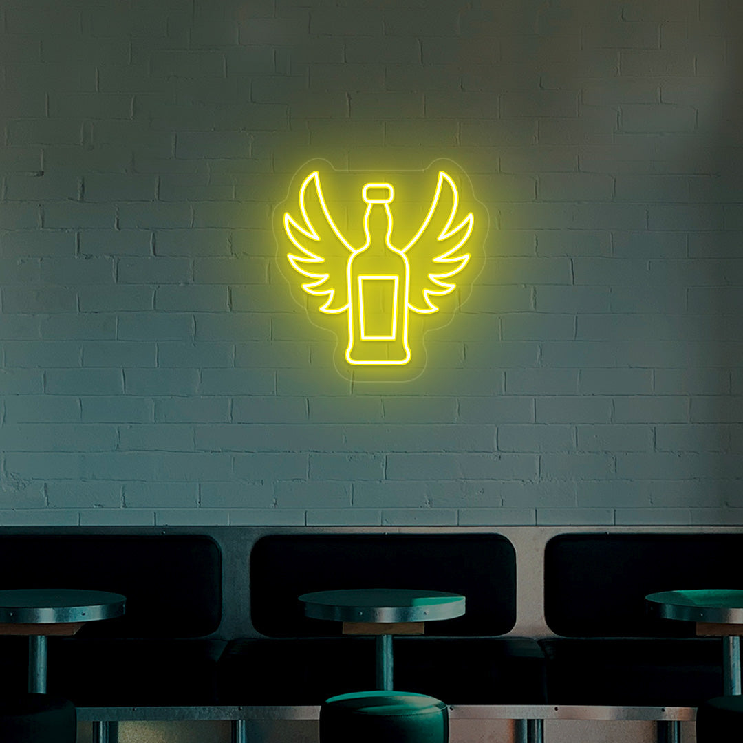 Beer Bottle With Wings Neon Sign