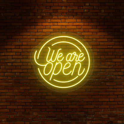 We Are Open Round Neon Sign