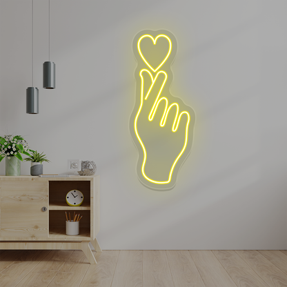 Heart On Fingers Love Neon Sign