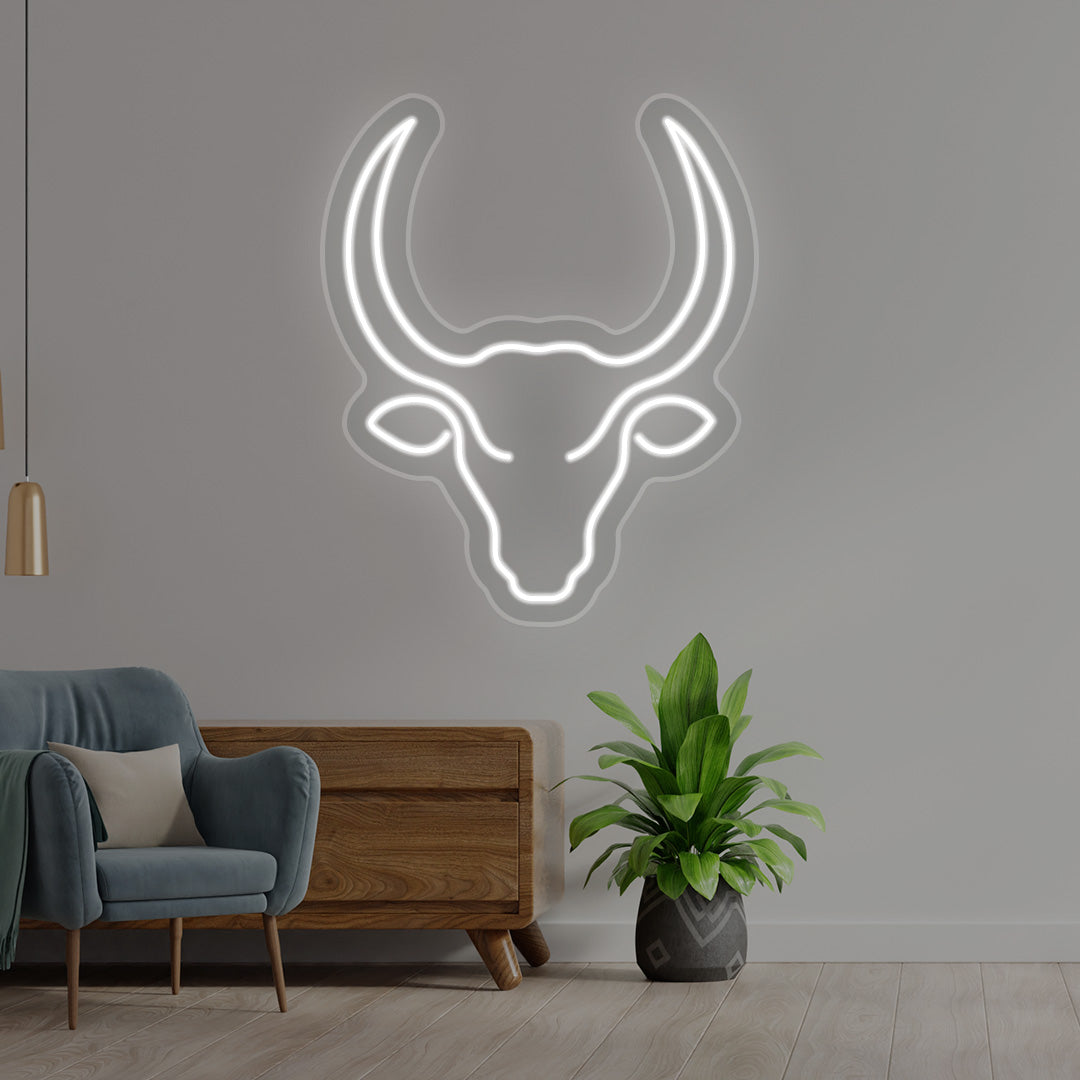 Bull Head Neon Sign | CNUS016400 | White