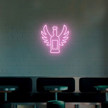 Whiskey Bottle With Wings Neon Sign