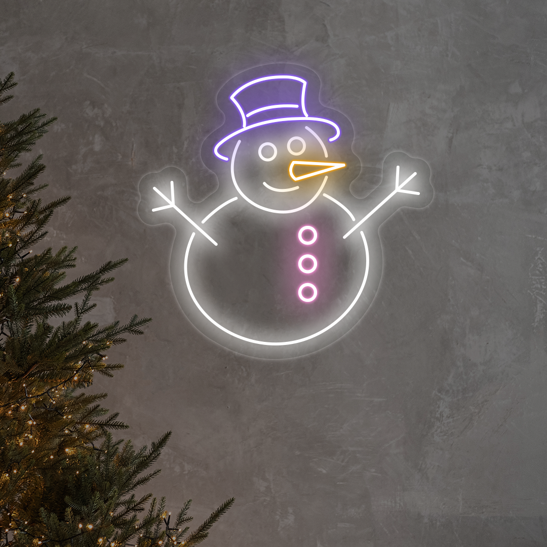 Snowman With Hat Multicolor Neon Sign | CNUS024193