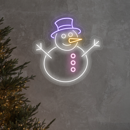 Snowman With Hat Multicolor Neon Sign | CNUS024193