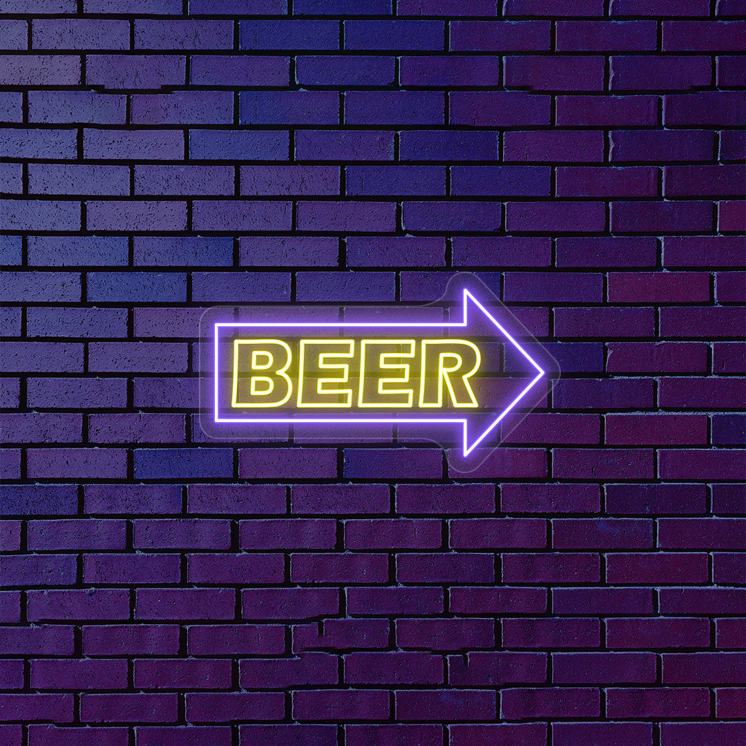 Beer Arrow Neon Sign - Multicolor
