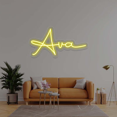 Ava Name Neon Sign | Yellow