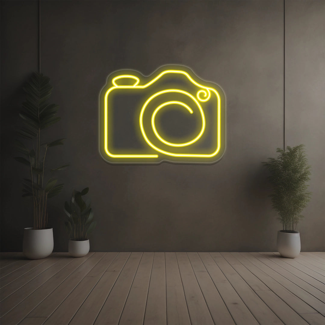 Simple Camera Neon Sign | Yellow