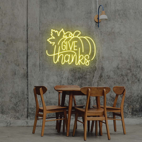 Give Thanks With Pumpkin Neon Sign
