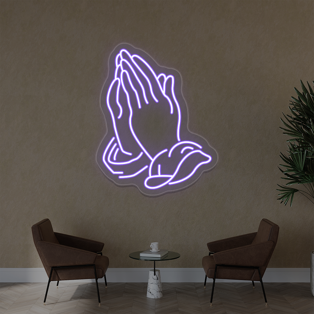 Folded Hands Praying Neon Sign