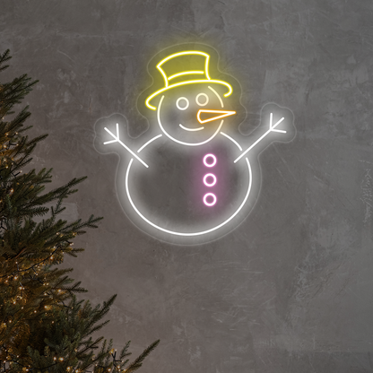 Snowman With Hat Multicolor Neon Sign | CNUS024193