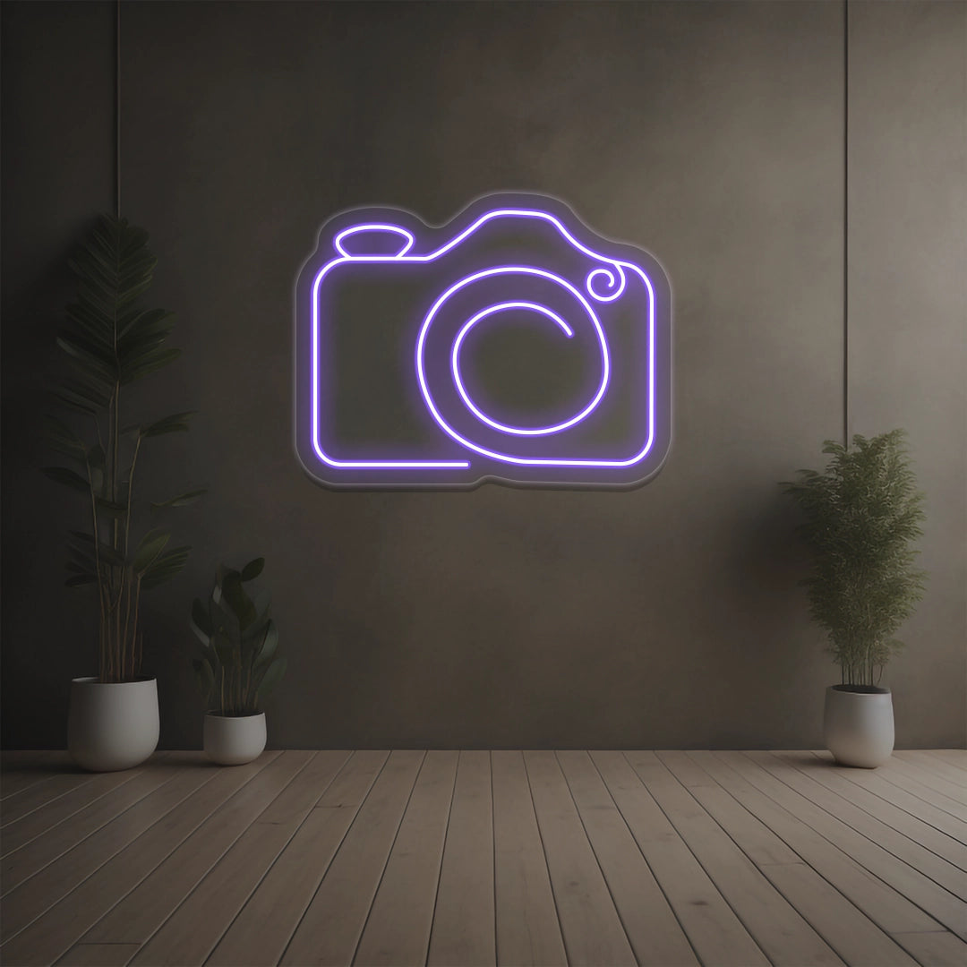 Simple Camera Neon Sign |Purple