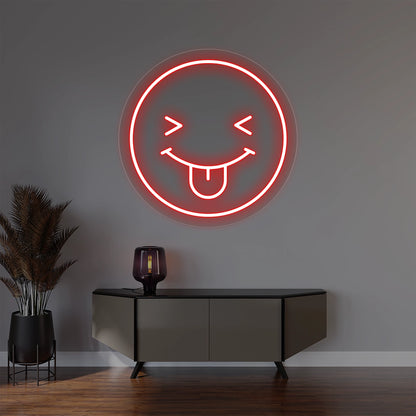 Squinting Face with Tongue Emoji Neon Sign