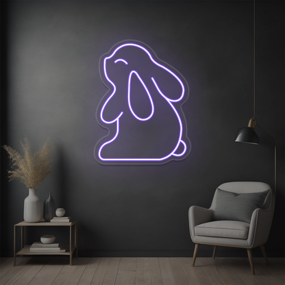 Cute Bunny Neon Sign | Purple