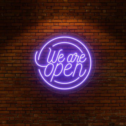 We Are Open Round Neon Sign