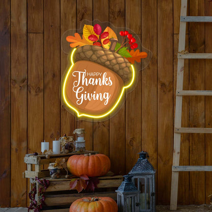 Happy Thanksgiving Acorn Nut Neon Artwork | CNUS021905