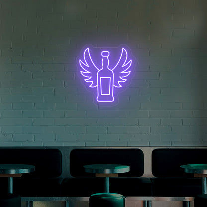 Whiskey Bottle With Wings Neon Sign