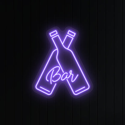 Beer Bottles With Bar Neon Sign