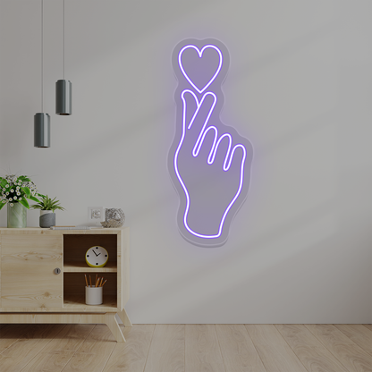 Heart On Fingers Love Neon Sign