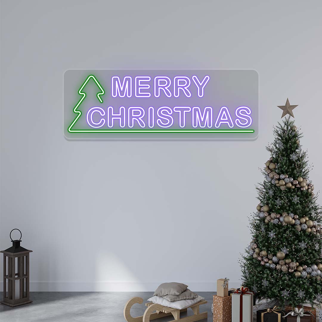 Merry Christmas With Christmas Tree Neon Sign | CNUS024737 | Purple