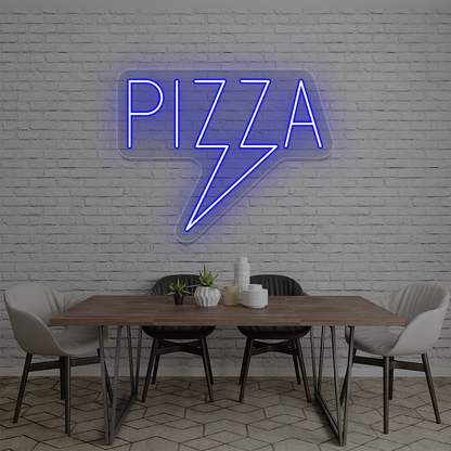 Pizza Bolt Neon Sign | Blue