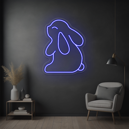 Cute Bunny Neon Sign | Blue