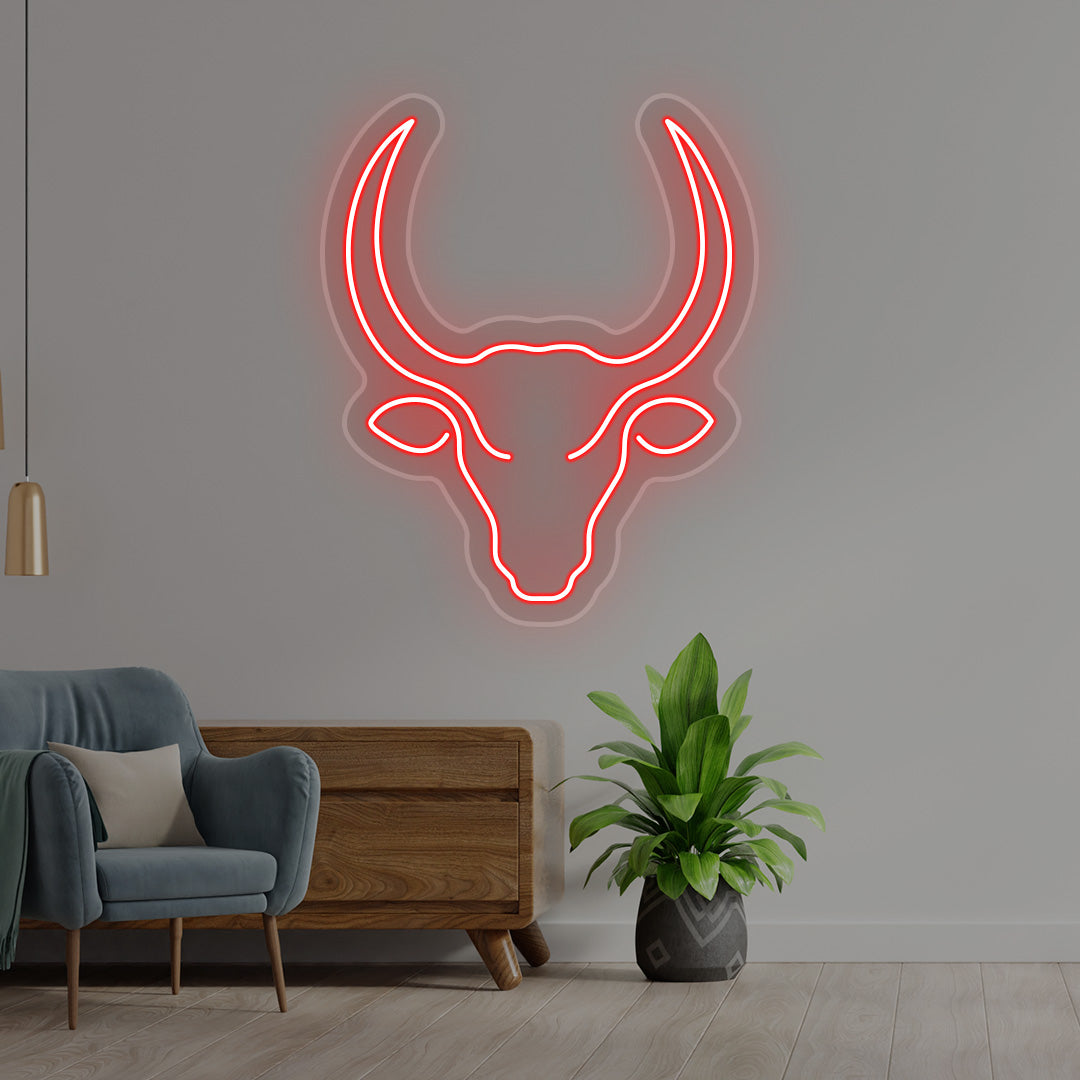 Bull Head Neon Sign | CNUS016400 | Red