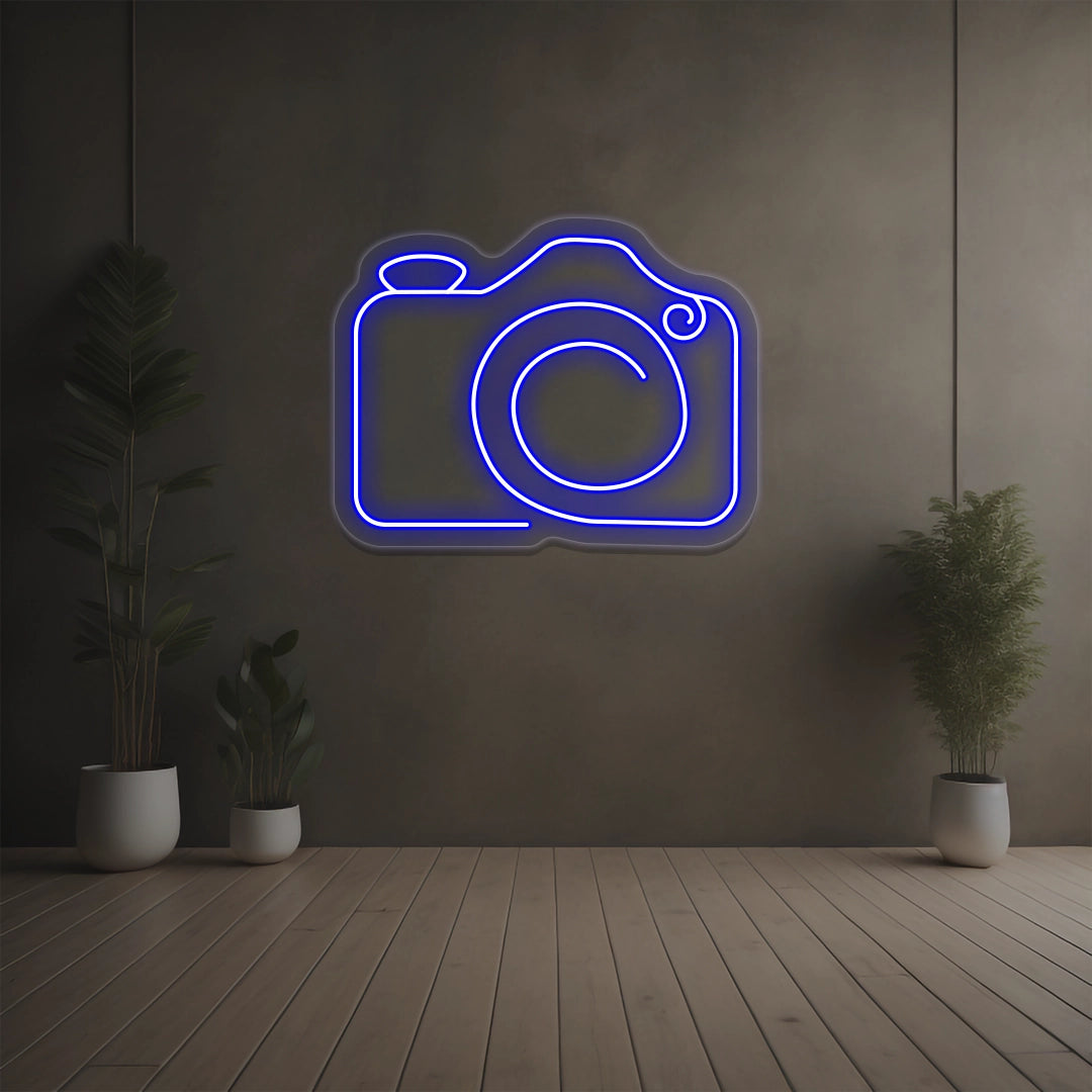 Simple Camera Neon Sign | Blue
