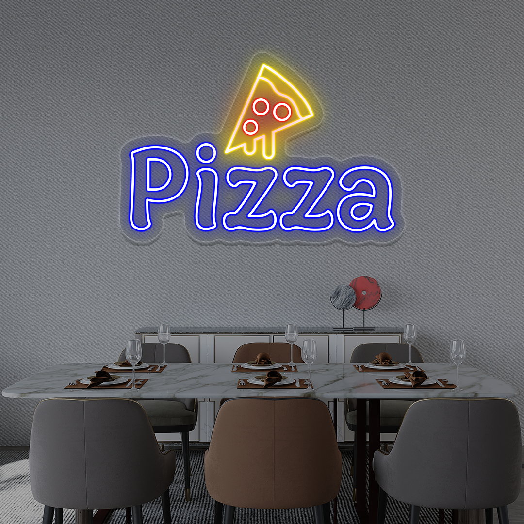 Pizza with Slice Neon Sign