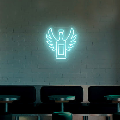 Whiskey Bottle With Wings Neon Sign