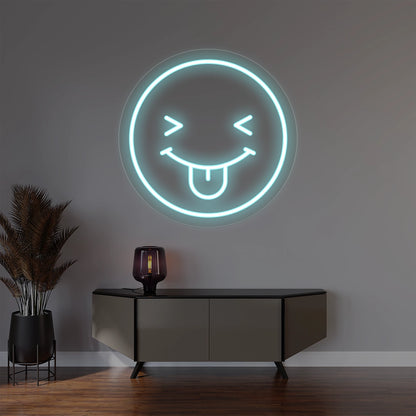 Squinting Face with Tongue Emoji Neon Sign