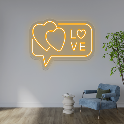 Love Hearts Neon Sign Iceblue | Orange