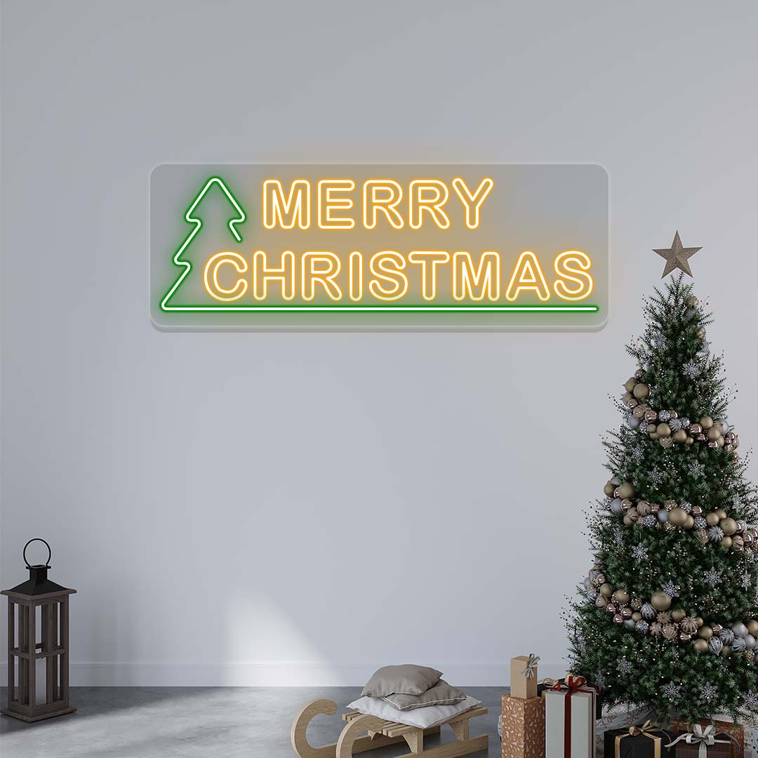 Merry Christmas With Christmas Tree Neon Sign | CNUS024737 | Orange