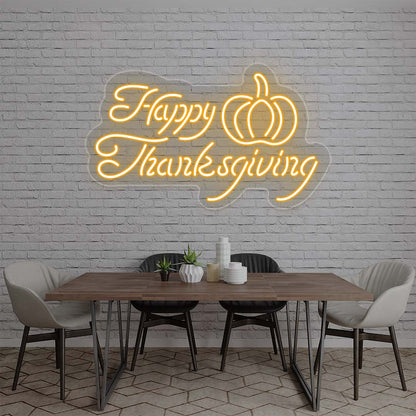 Happy Thanksgiving With Pumpkin Neon Sign | CNUS020848