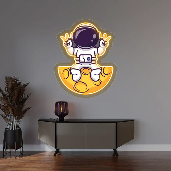 Astronaut On The Moon Neon Artwork Sign
