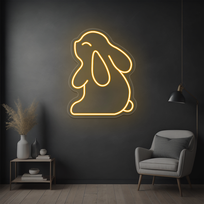 Cute Bunny Neon Sign | Orange