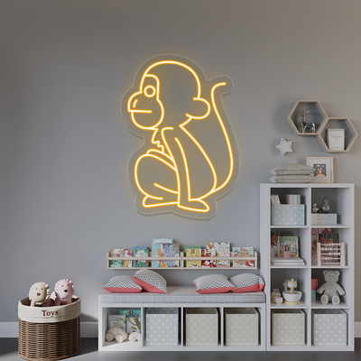 Sitting Monkey Neon Sign | Orange