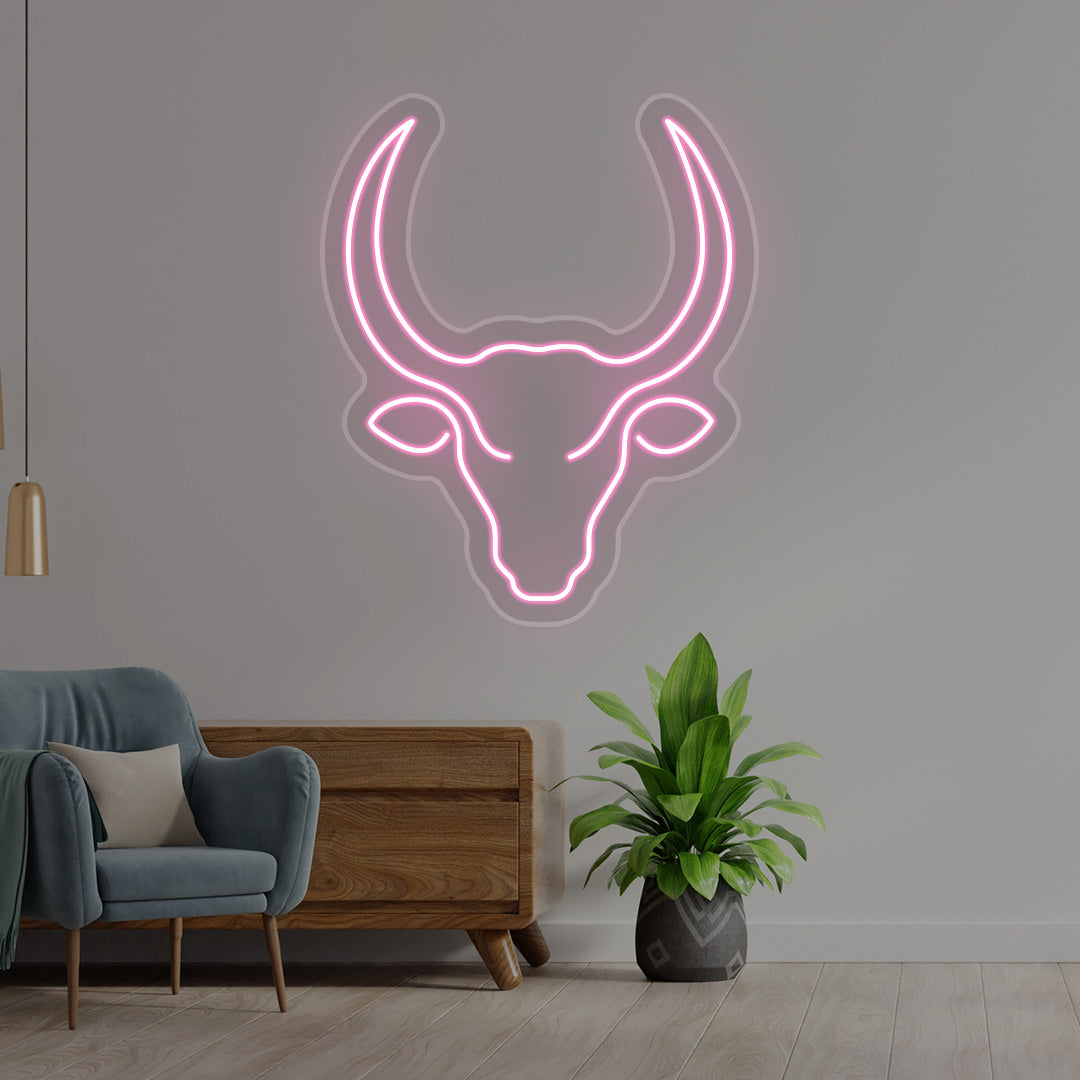 Bull Head Neon Sign | CNUS016400 | Pink