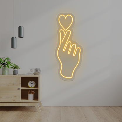 Heart On Fingers Love Neon Sign