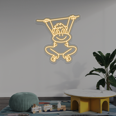Swinging Monkey Neon Sign | Orange