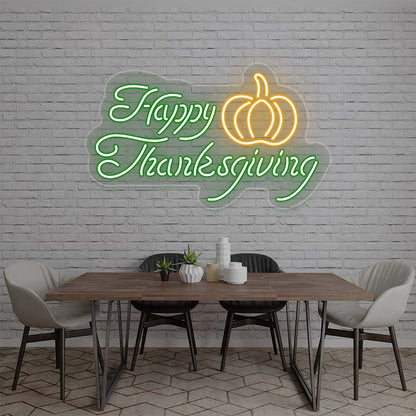 Happy Thanksgiving With Pumpkin Neon Sign | CNUS020848