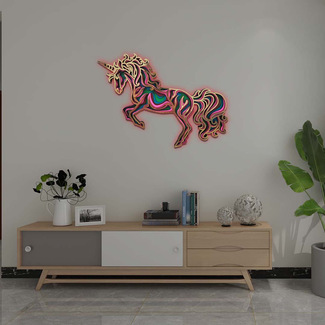 3D Unicorn Mandala Art Wall Decor