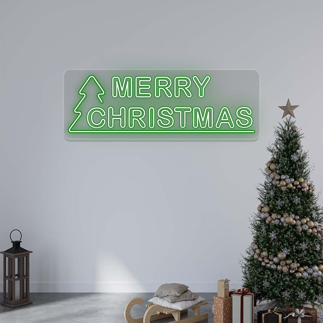 Merry Christmas With Christmas Tree Neon Sign | CNUS024737 | Green