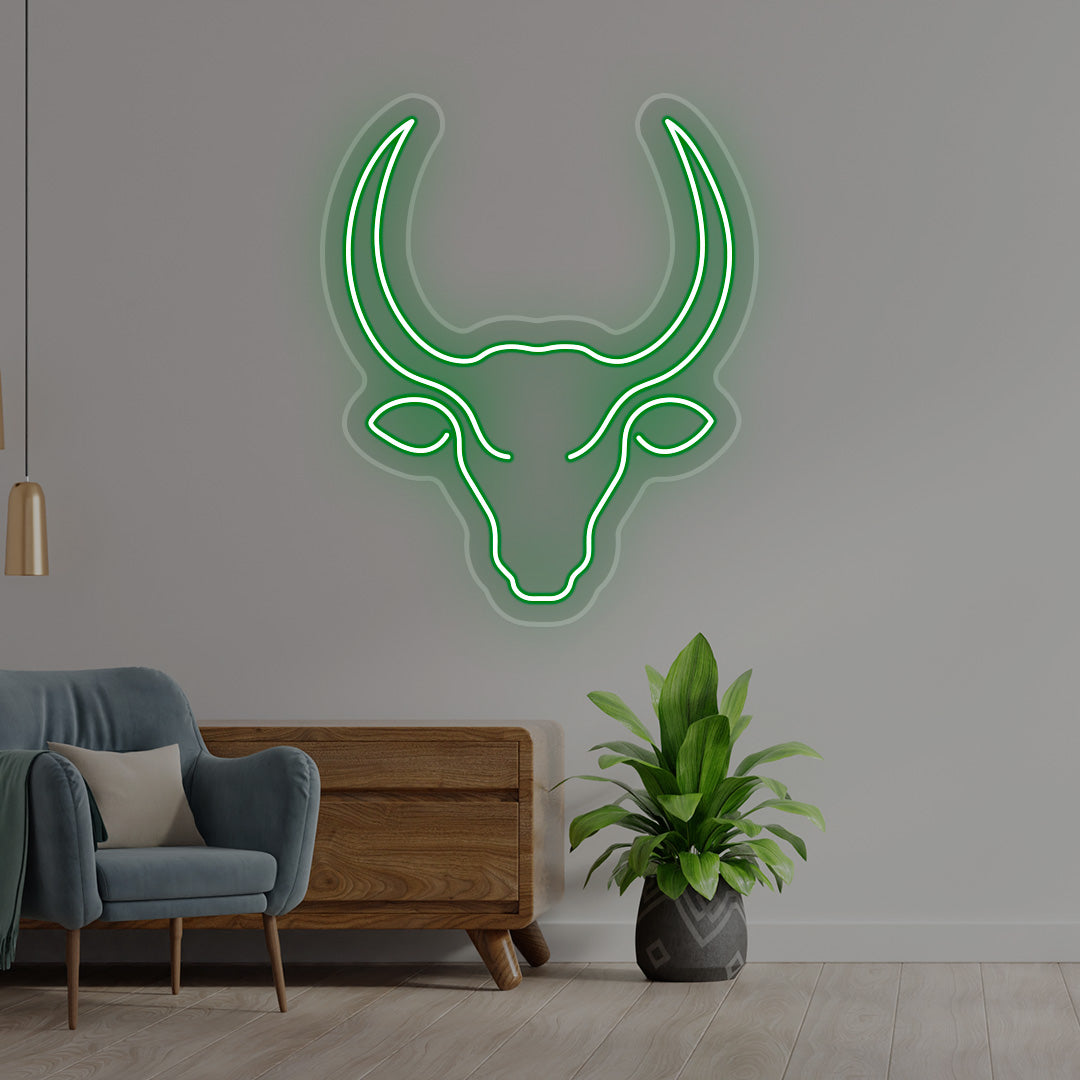 Bull Head Neon Sign | CNUS016400 | Green