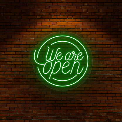 We Are Open Round Neon Sign